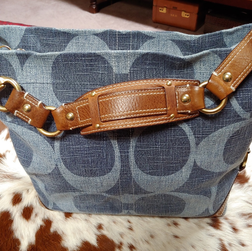 Coach Blue Denim Carly Hobo Bag